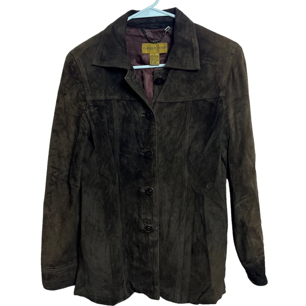 Classiques Entier Petites Brown Suede Leather Jacket Buttn Up S VTG Professional
